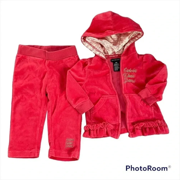 calvin Klein fushia velour set - Picture 1 of 4